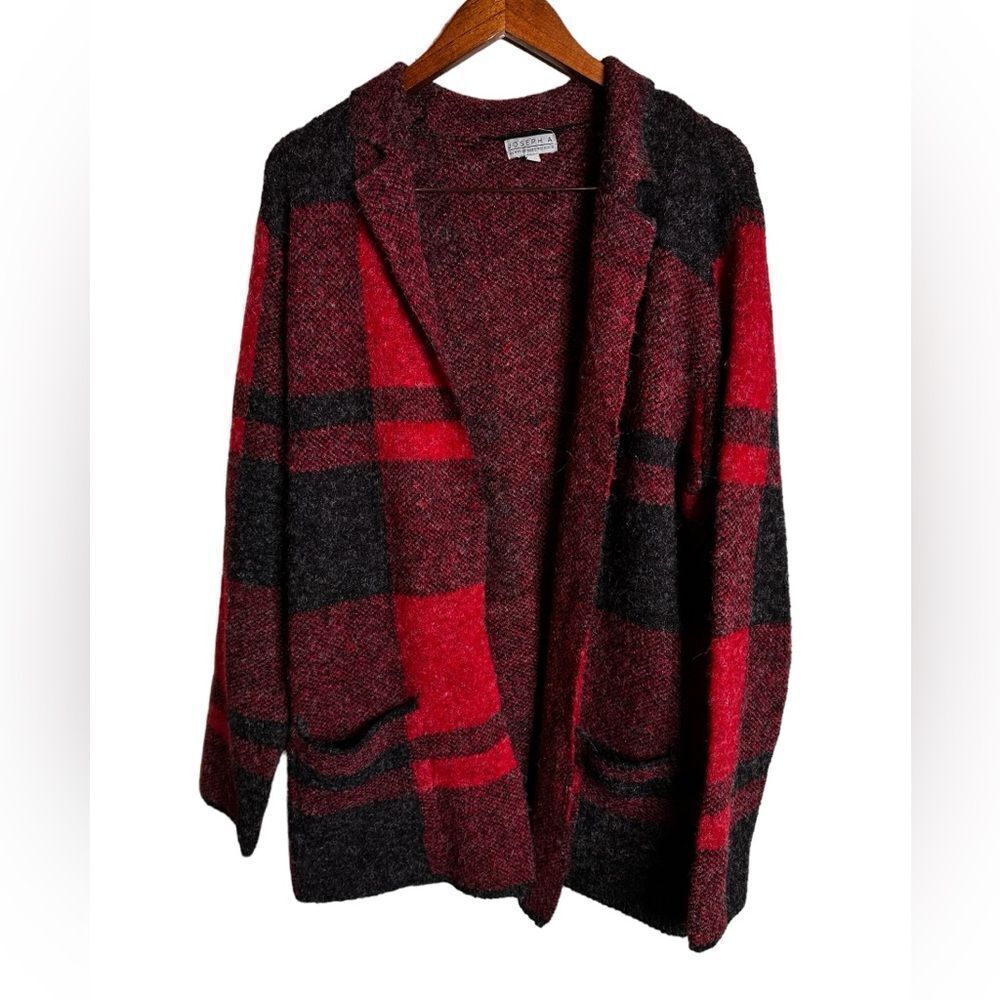 Joseph A. Red Buffalo plane open front Cardi with pockets size small